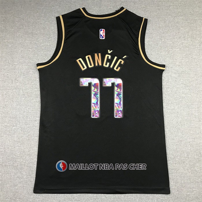 Maillot Golden Edition Dallas Mavericks Luka Doncic NO 77 2021-22 Noir